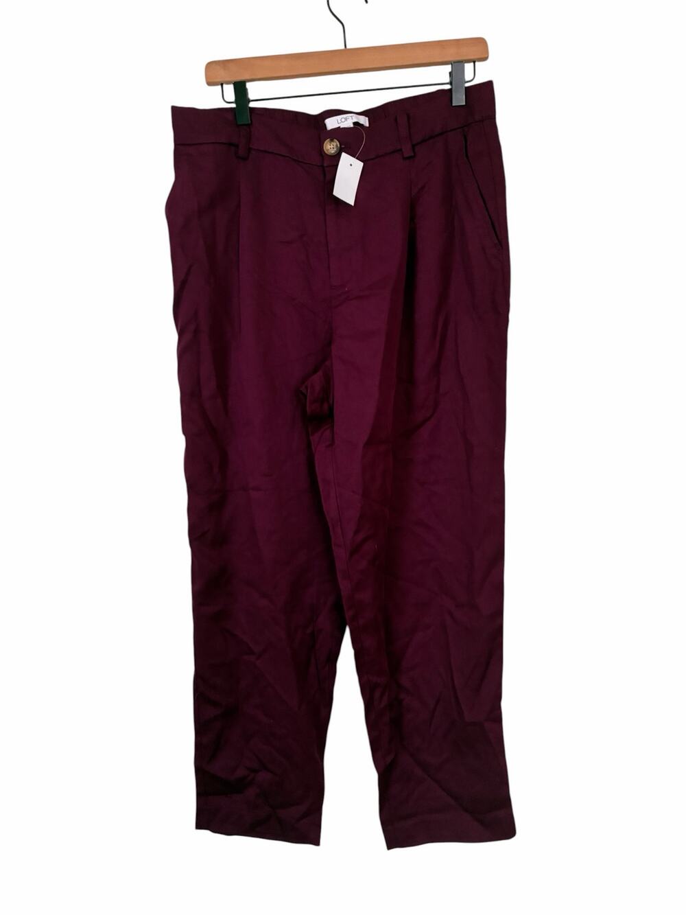 Loft Womens Purple Pleated Straight Front Cropped Pants Size 10 NWT